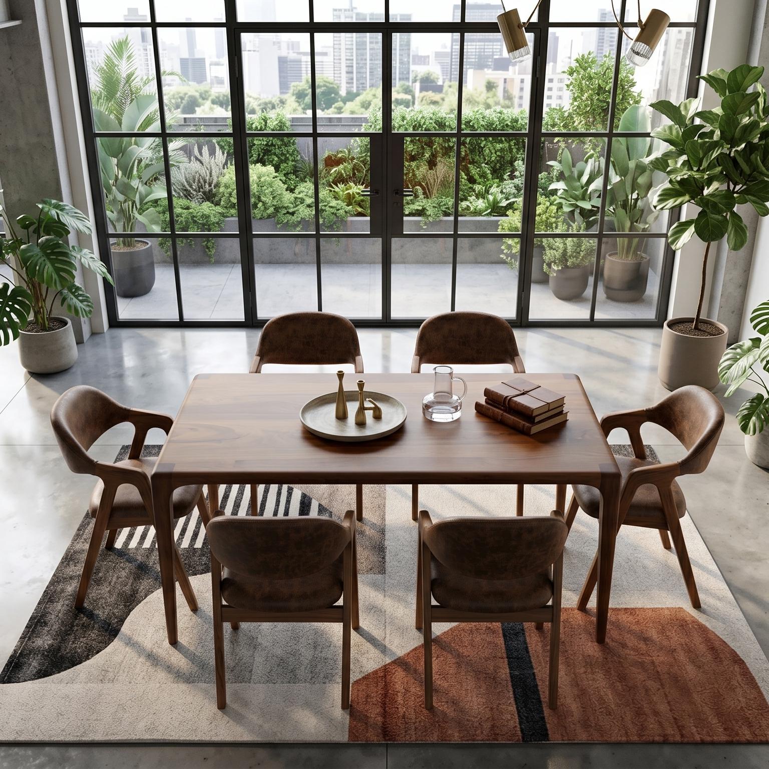 Wooden Dining Table, Walnut Kitchen Table, Modern Dinner Table, Dining Room Furniture
