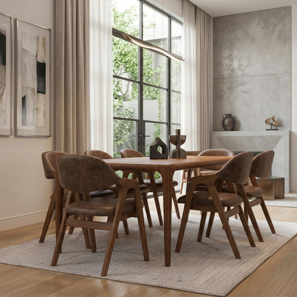 Wooden Dining Table, Walnut Kitchen Table, Modern Dinner Table, Dining Room Furniture