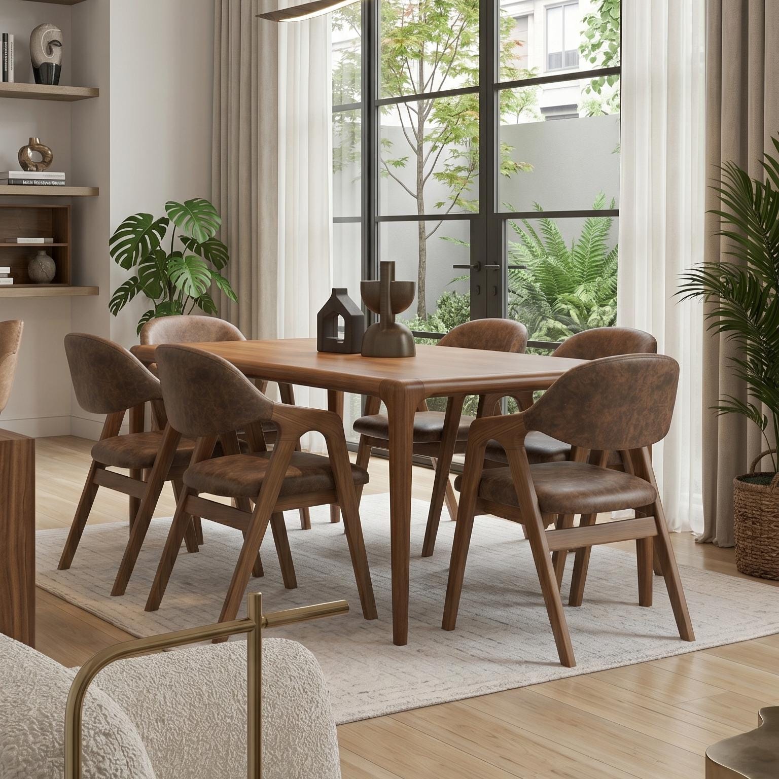 Wooden Dining Table, Walnut Kitchen Table, Modern Dinner Table, Dining Room Furniture