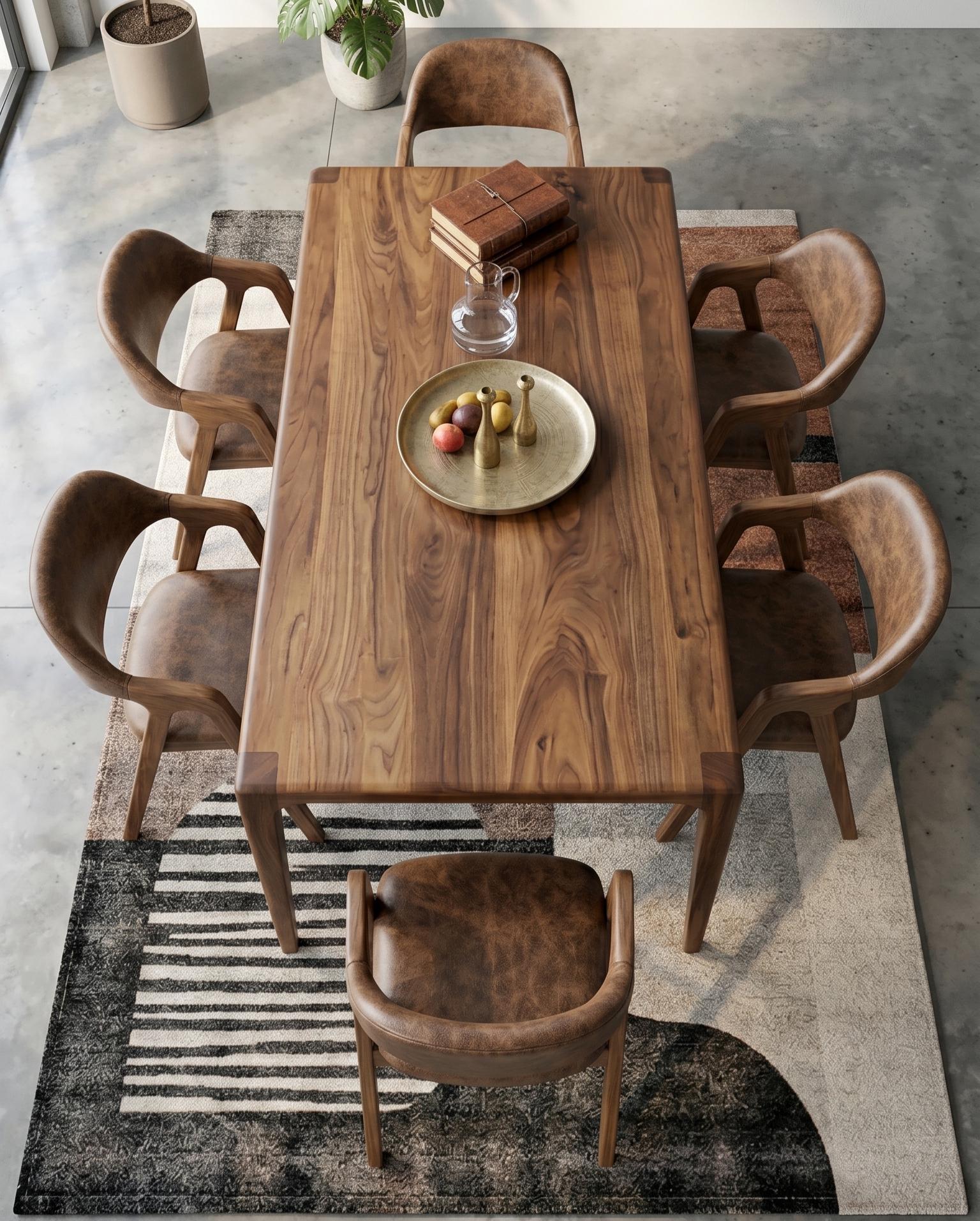 Wooden Dining Table, Walnut Kitchen Table, Modern Dinner Table, Dining Room Furniture