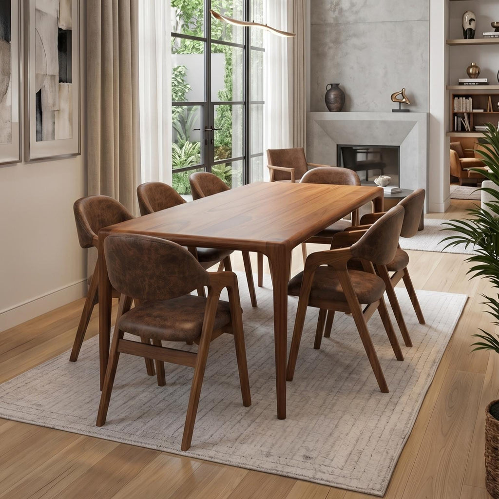 Wooden Dining Table, Walnut Kitchen Table, Modern Dinner Table, Dining Room Furniture